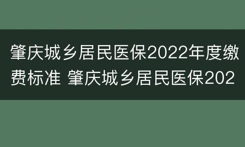 肇庆城乡居民医保2022年度缴费标准 肇庆城乡居民医保2022年度缴费标准表