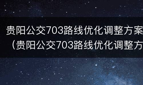 贵阳公交703路线优化调整方案（贵阳公交703路线优化调整方案及时间）