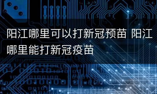 阳江哪里可以打新冠预苗 阳江哪里能打新冠疫苗