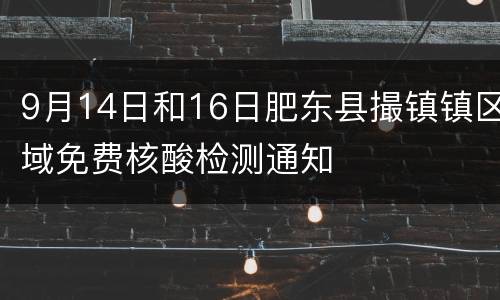 9月14日和16日肥东县撮镇镇区域免费核酸检测通知