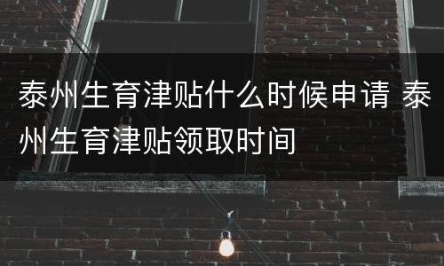 泰州生育津贴什么时候申请 泰州生育津贴领取时间
