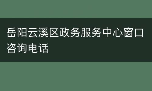 岳阳云溪区政务服务中心窗口咨询电话