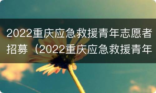 2022重庆应急救援青年志愿者招募（2022重庆应急救援青年志愿者招募活动）