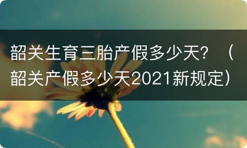 韶关生育三胎产假多少天？（韶关产假多少天2021新规定）