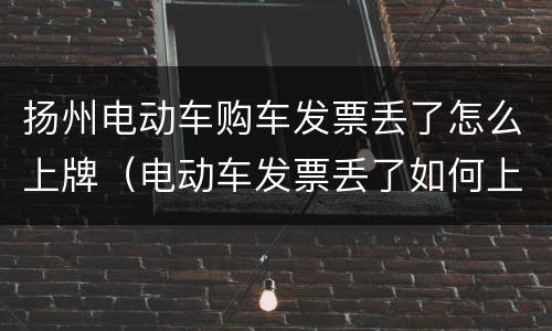 扬州电动车购车发票丢了怎么上牌（电动车发票丢了如何上牌）