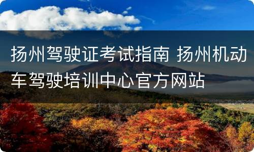 扬州驾驶证考试指南 扬州机动车驾驶培训中心官方网站