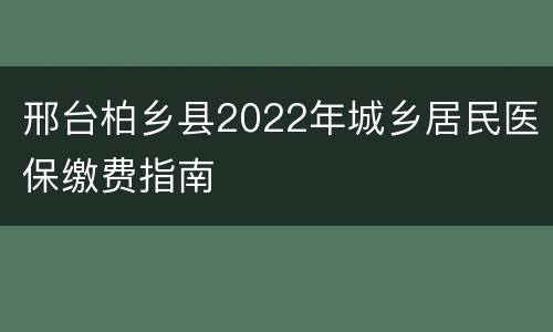 邢台柏乡县2022年城乡居民医保缴费指南