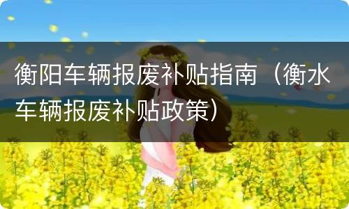 衡阳车辆报废补贴指南（衡水车辆报废补贴政策）