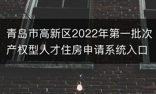 青岛市高新区2022年第一批次产权型人才住房申请系统入口