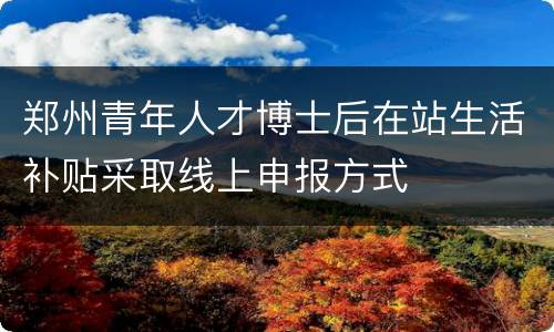郑州青年人才博士后在站生活补贴采取线上申报方式
