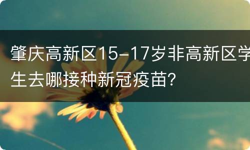 肇庆高新区15-17岁非高新区学生去哪接种新冠疫苗？