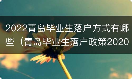 2022青岛毕业生落户方式有哪些（青岛毕业生落户政策2020最新）