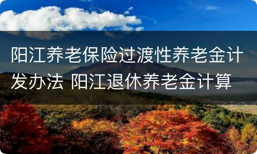 阳江养老保险过渡性养老金计发办法 阳江退休养老金计算