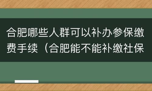 合肥哪些人群可以补办参保缴费手续（合肥能不能补缴社保）
