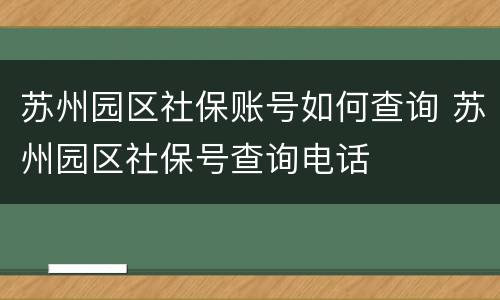 苏州园区社保账号如何查询 苏州园区社保号查询电话