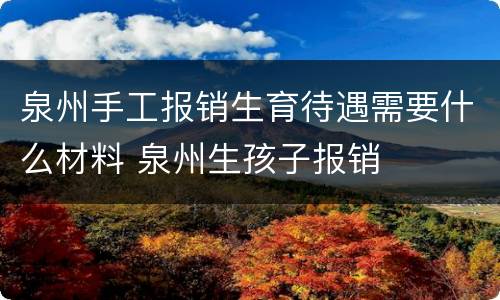 泉州手工报销生育待遇需要什么材料 泉州生孩子报销