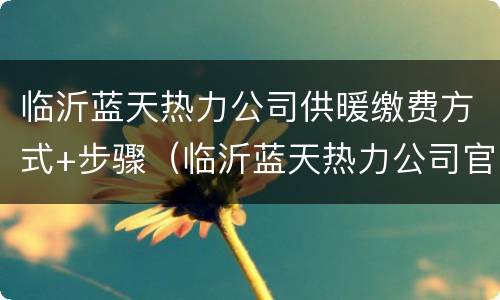 临沂蓝天热力公司供暖缴费方式+步骤（临沂蓝天热力公司官网缴费）