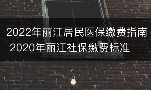2022年丽江居民医保缴费指南 2020年丽江社保缴费标准