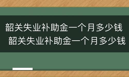 韶关失业补助金一个月多少钱 韶关失业补助金一个月多少钱啊