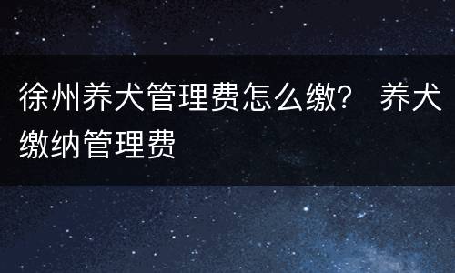 徐州养犬管理费怎么缴？ 养犬缴纳管理费
