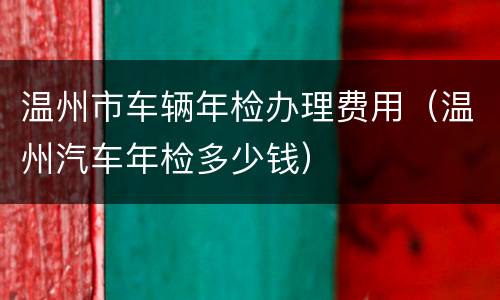 温州市车辆年检办理费用（温州汽车年检多少钱）