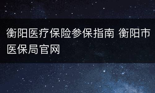 衡阳医疗保险参保指南 衡阳市医保局官网
