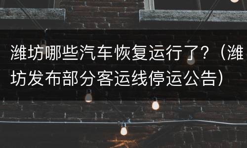 潍坊哪些汽车恢复运行了?（潍坊发布部分客运线停运公告）