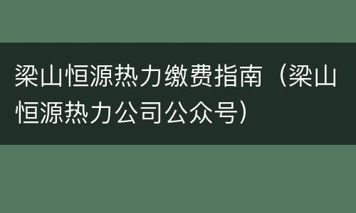 梁山恒源热力缴费指南（梁山恒源热力公司公众号）