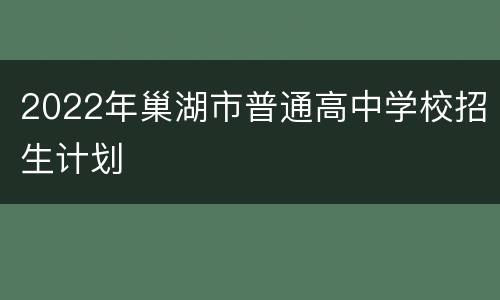 2022年巢湖市普通高中学校招生计划