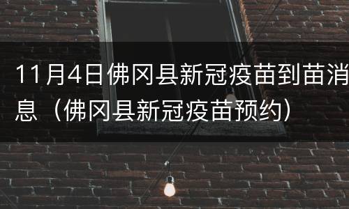 11月4日佛冈县新冠疫苗到苗消息（佛冈县新冠疫苗预约）