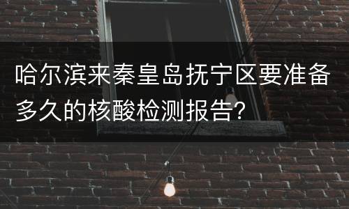 哈尔滨来秦皇岛抚宁区要准备多久的核酸检测报告？