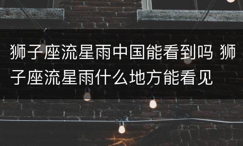 狮子座流星雨中国能看到吗 狮子座流星雨什么地方能看见