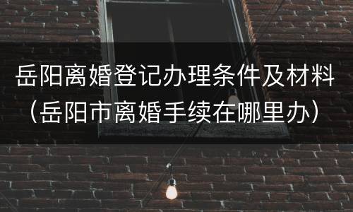 岳阳离婚登记办理条件及材料（岳阳市离婚手续在哪里办）