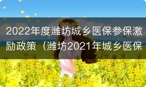 2022年度潍坊城乡医保参保激励政策（潍坊2021年城乡医保报销政策）