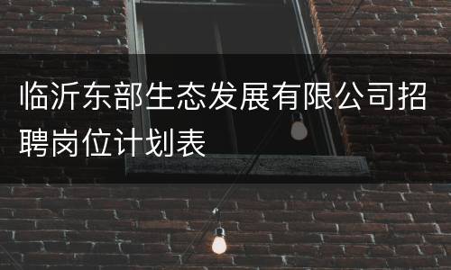 临沂东部生态发展有限公司招聘岗位计划表
