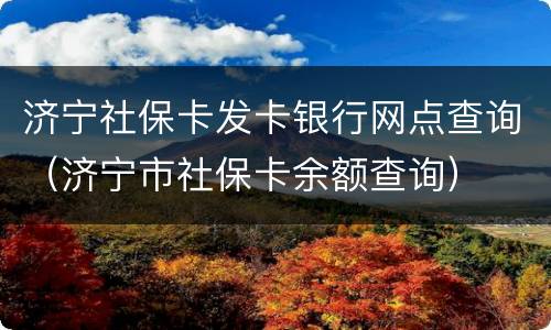 济宁社保卡发卡银行网点查询（济宁市社保卡余额查询）