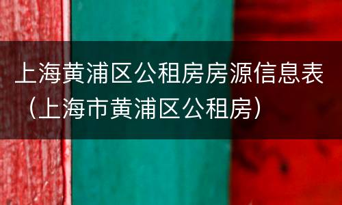 上海黄浦区公租房房源信息表（上海市黄浦区公租房）