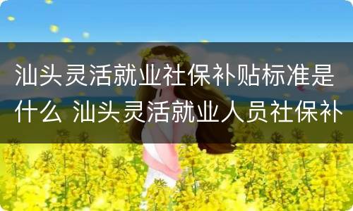 汕头灵活就业社保补贴标准是什么 汕头灵活就业人员社保补贴