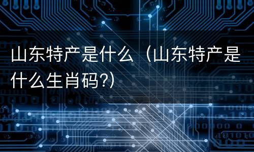 山东特产是什么（山东特产是什么生肖码?）
