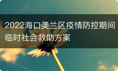 2022海口美兰区疫情防控期间临时社会救助方案