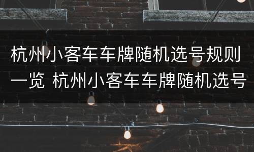 杭州小客车车牌随机选号规则一览 杭州小客车车牌随机选号规则一览图