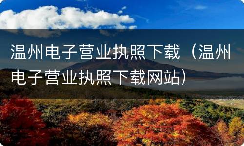温州电子营业执照下载（温州电子营业执照下载网站）