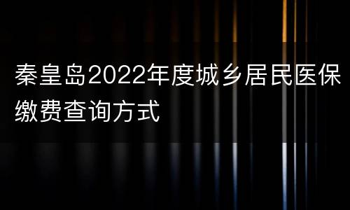 秦皇岛2022年度城乡居民医保缴费查询方式
