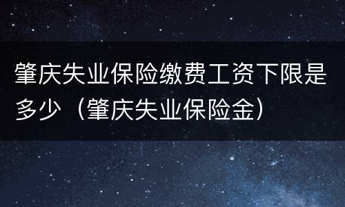 肇庆失业保险缴费工资下限是多少（肇庆失业保险金）