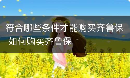 符合哪些条件才能购买齐鲁保 如何购买齐鲁保
