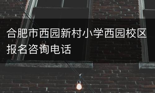 合肥市西园新村小学西园校区报名咨询电话