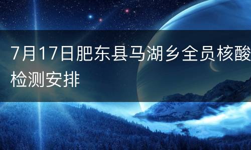 7月17日肥东县马湖乡全员核酸检测安排