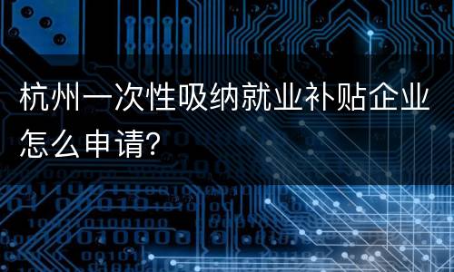 杭州一次性吸纳就业补贴企业怎么申请？