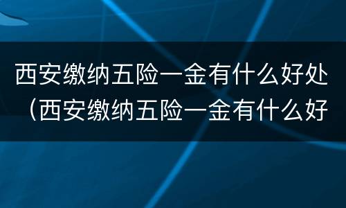 西安缴纳五险一金有什么好处（西安缴纳五险一金有什么好处吗）
