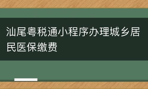 汕尾粤税通小程序办理城乡居民医保缴费